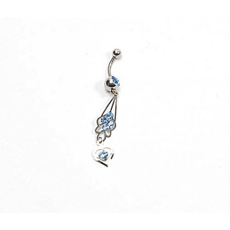 Body Piercing dama  inimioara cu piatra albastra 