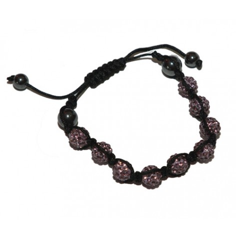 Bratara Shamballa cu noua cristale fuchsia si hematit