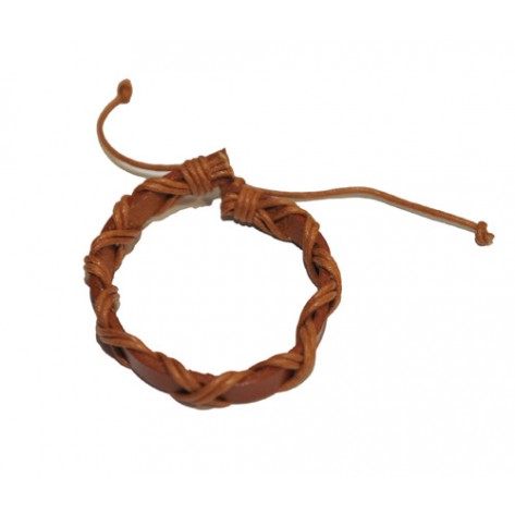 bratara piele cu impletitura - maro deschis