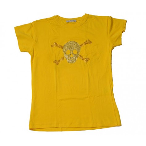 Tricou dama Craniu cu oase - galben...OFERTA  !!