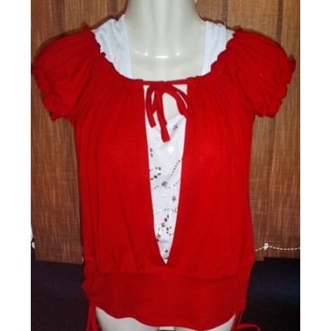 Tricou bluza  si maieu dama - Metrofive  culoare rosie si alb ....OFERTA !!