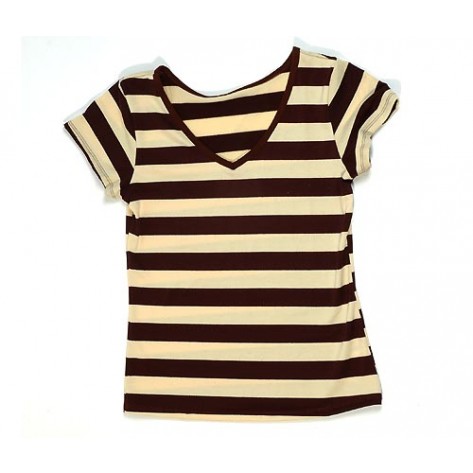 Tricou dama in dungi  crem cu maro....OFERTA !!