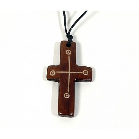 Medalion - cruce maro cu snur siliconat inclus 