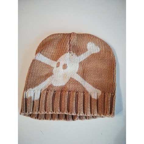 Caciula vintage - craniu si oase - maroniu  