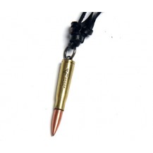 Medalion Native Art - bullet ( glont ) auriu  ( snur piele )