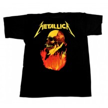 Tricou Metallica - craniu galben in flacari  